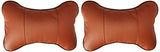 TRUE LINE Automotive 2 Piece Car Seat Leather Headrest Neck Pillow Dog Bone Shape Rest Cushion