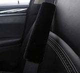 TRUE LINE Automotive 2 Piece Seat Belt Strap Faux Sheepskin Soft Cover Comfortable Soft Shoulder Cushion
