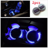 Blue Solar LED Energy Cup Holder Insert Interior Car Tray Light Lamp Kit USB Rechargeable …